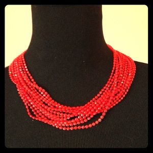 💫Vintage Red Multi-Strand Beaded Necklace💫